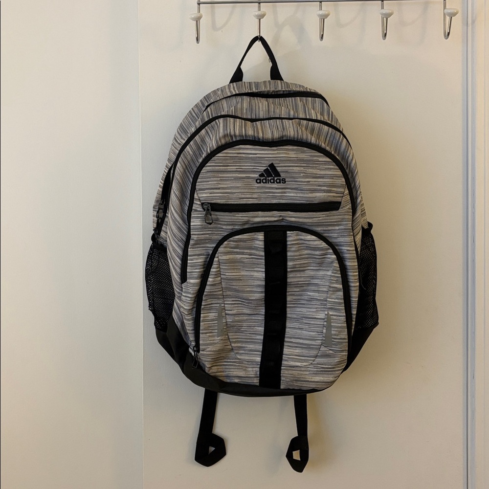 Adidas Striped Gray and Black Backpack